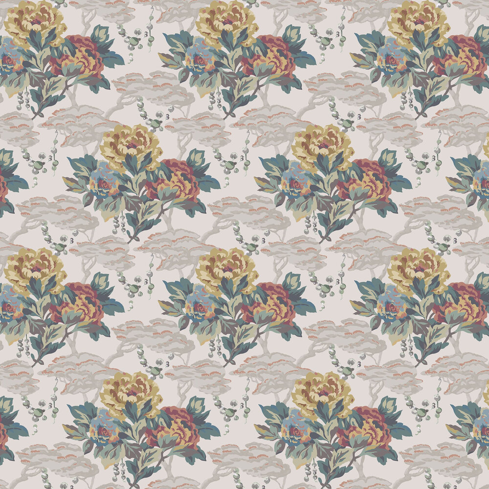 Paeonia Wallpaper - Warm Sand - by 1838 Wallcoverings
