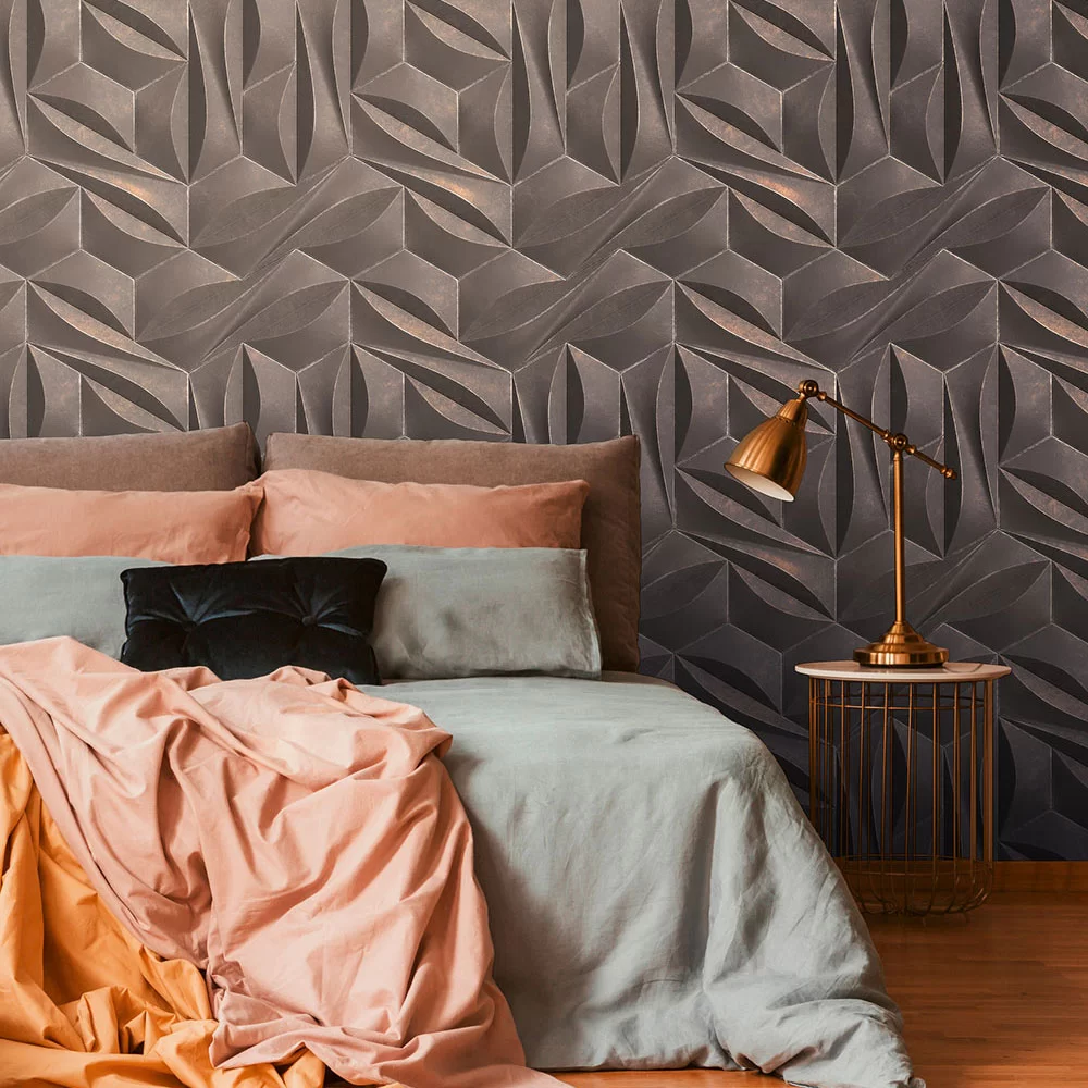 3D Effect Geo by Metropolitan Stories - Grey - Mural : Wallpaper Direct