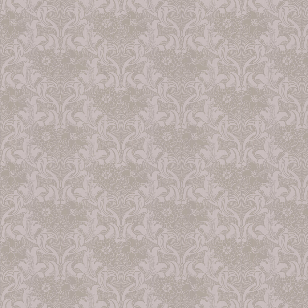 Dahlia Scroll Wallpaper - French Grey - by Little Greene