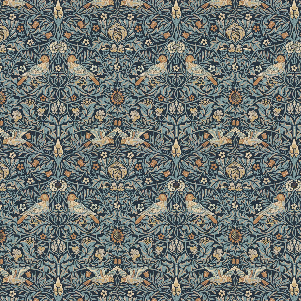 Bird Wallpaper - Webbs Blue - by Morris