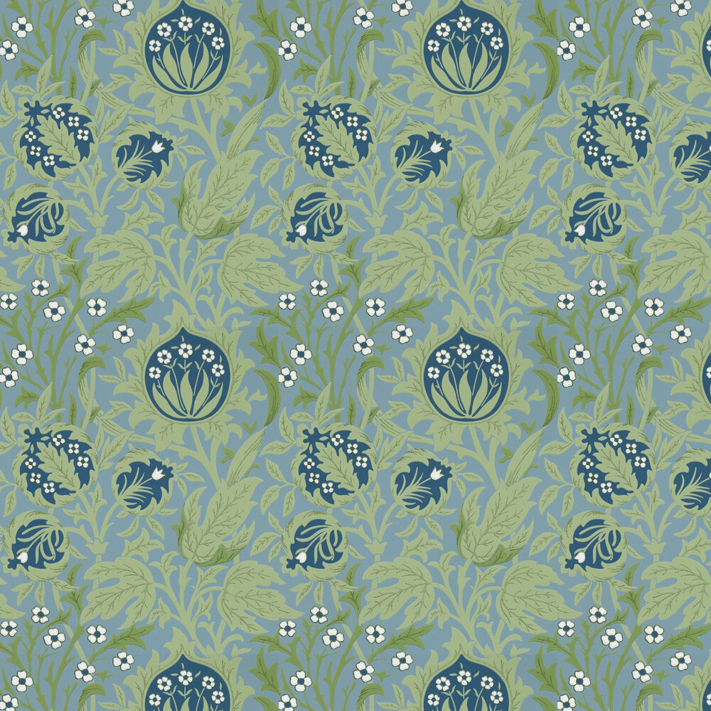 Elmcote Wallpaper - Dearle Blue - by Morris