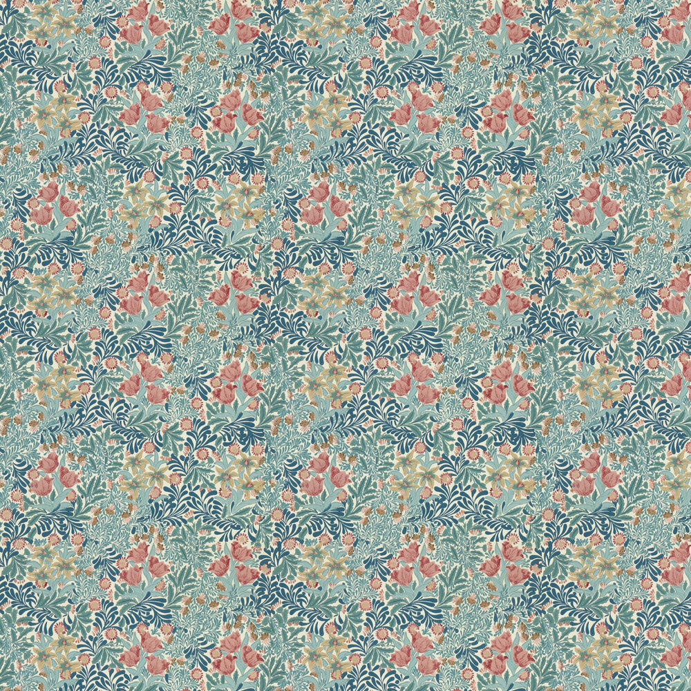 Bower Wallpaper - Indigo / Barbed Berry - by Morris