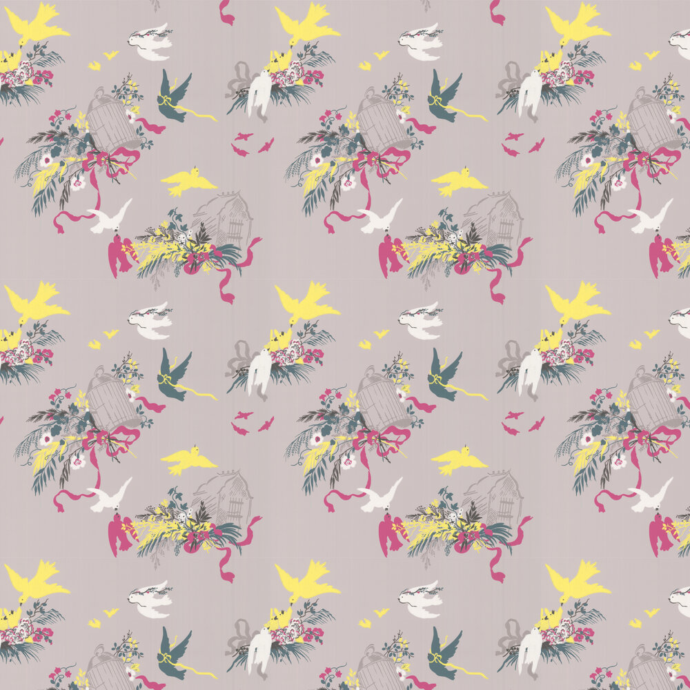 Volieres Wallpaper - French Grey - by Little Greene