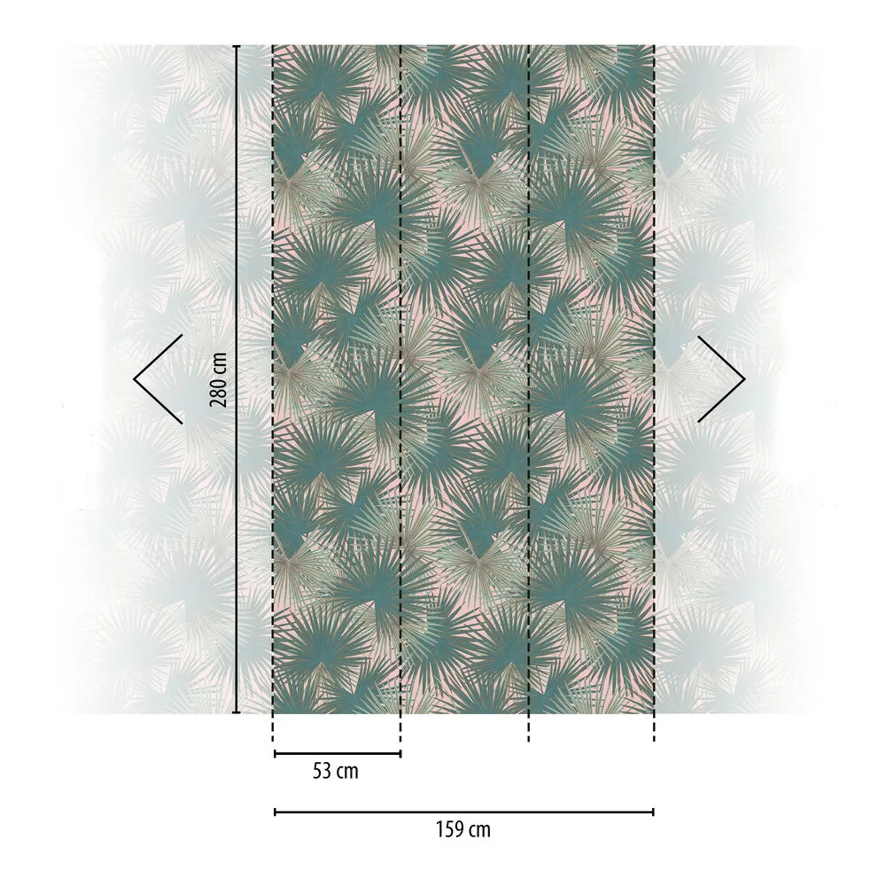 Fan Palm Mural by Metropolitan Stories - Teal - Mural : Wallpaper Direct
