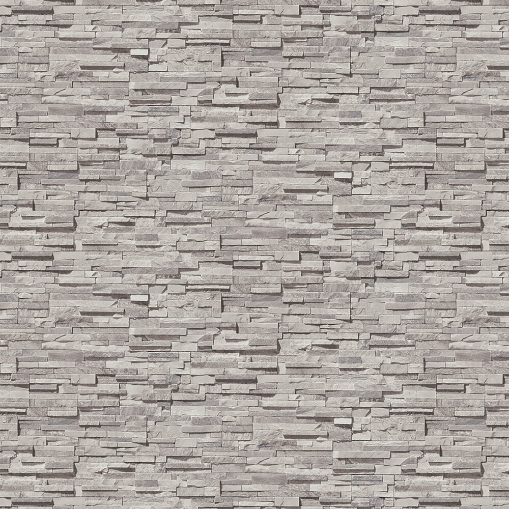 Ledgestone Effect Wallpaper - Light Grey - by Metropolitan Stories