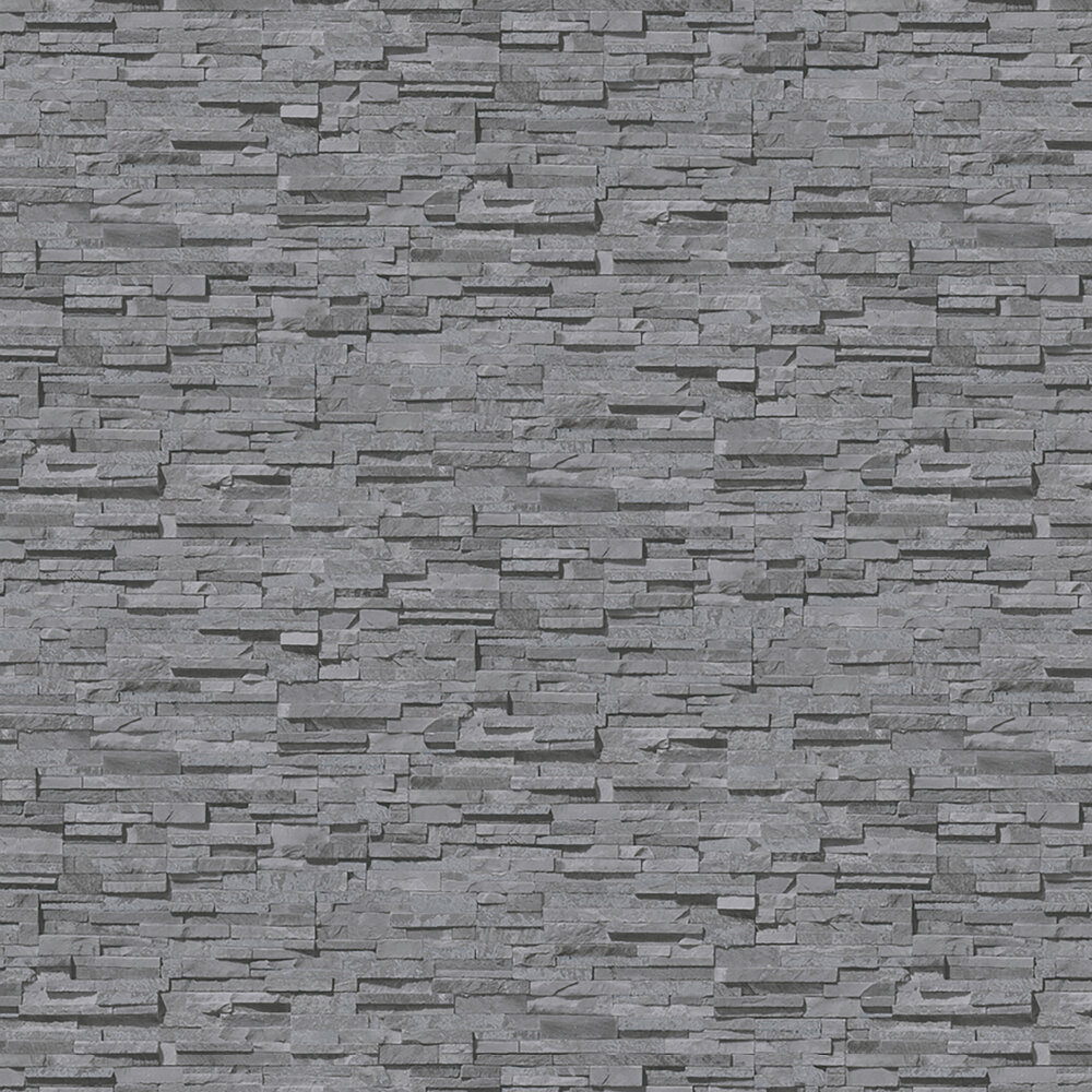 Ledgestone Effect Wallpaper - Dark Grey - by Metropolitan Stories