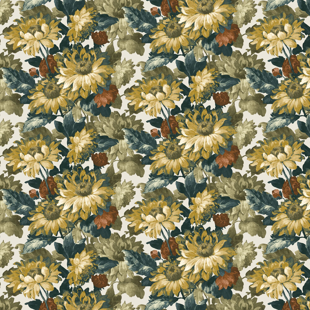 Sunforest Wallpaper - Olive / Russet - by Clarke & Clarke