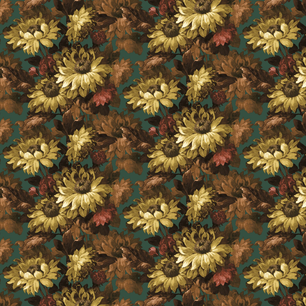 Sunforest Wallpaper - Sage / Russet - by Clarke & Clarke