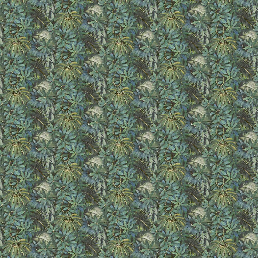 Tropical Leaf Motif Wallpaper - Green - by Galerie