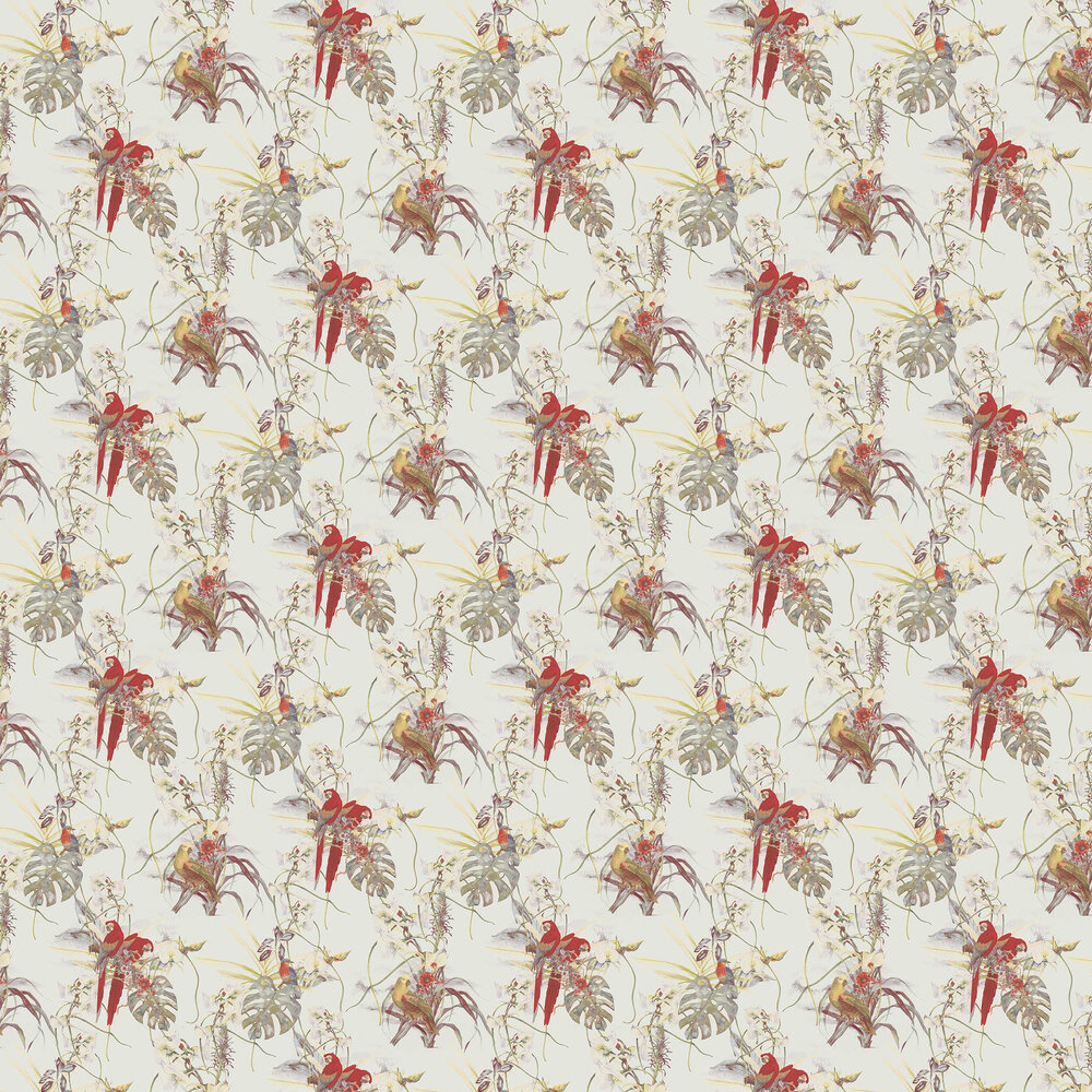 Exotic Parrot Motif Wallpaper - Cream - by Galerie