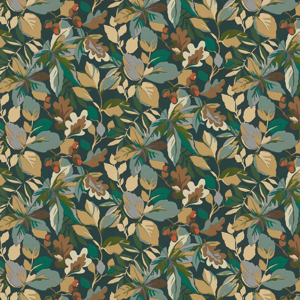 Robins Wood Wallpaper - Forest Green / Sap Green - by Sanderson