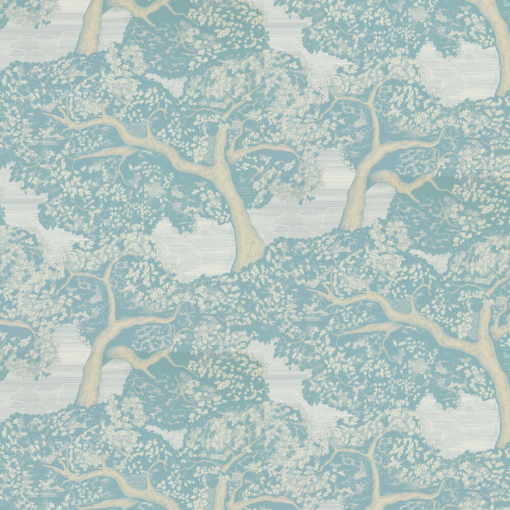 Eternal Oak Wallpaper - Sky Blue - by Harlequin
