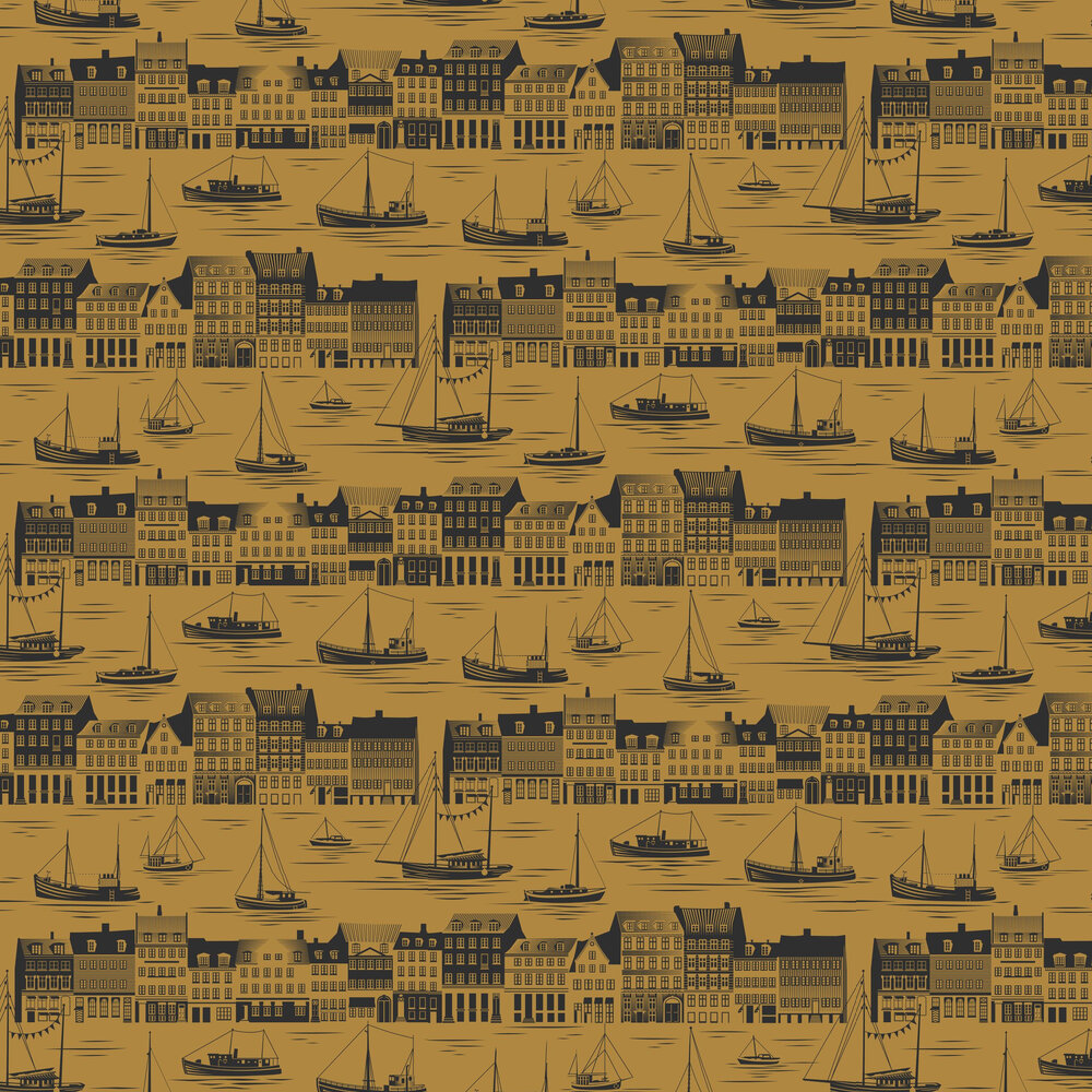 Postcard to Inger Wallpaper - Orchard Ochre - by Mini Moderns