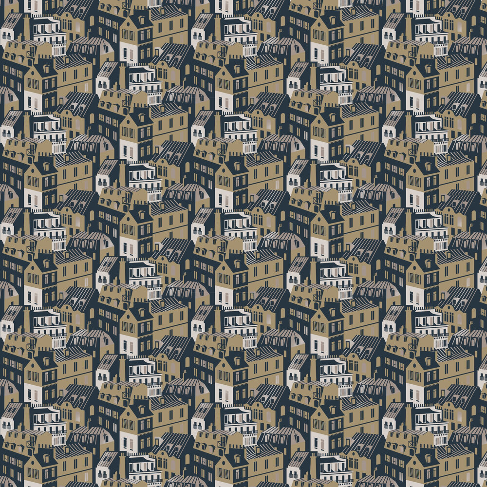 Emma's Apartment Wallpaper - Seagrass & Gold - by Mini Moderns