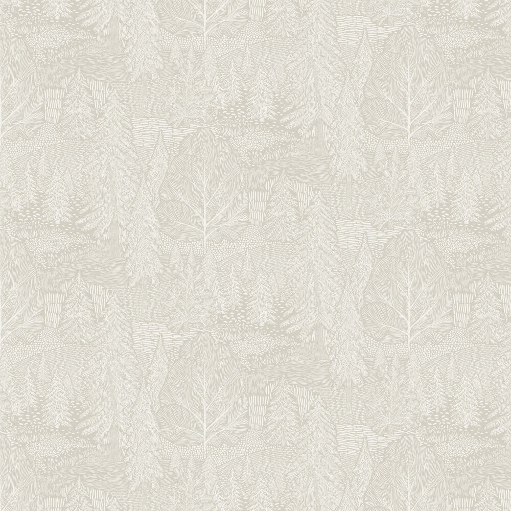 Northern Forest Wallpaper - Light Grey - by Boråstapeter