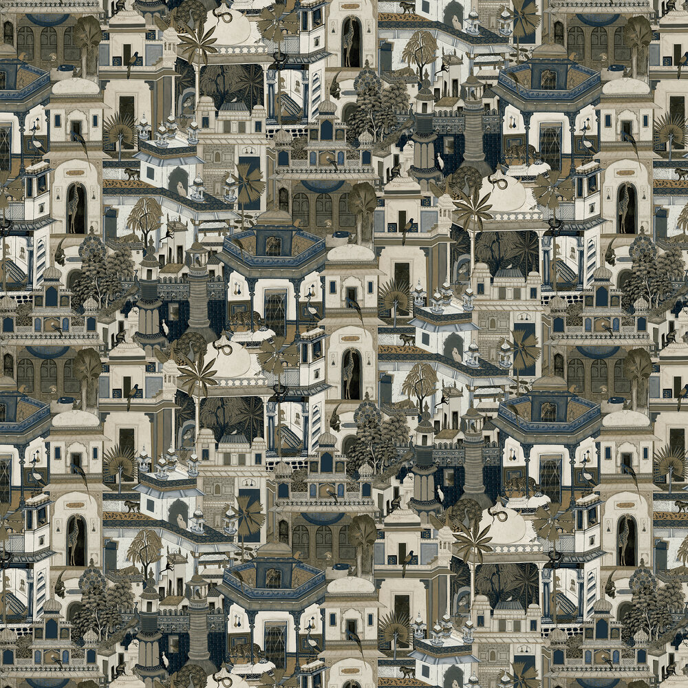 Civita Wallpaper - Navy - by Albany