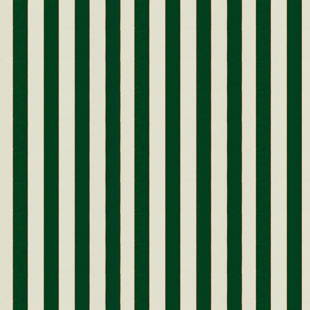 Regency Stripe Flock Wallpaper - Emerald/ Blossom - by Osborne & Little