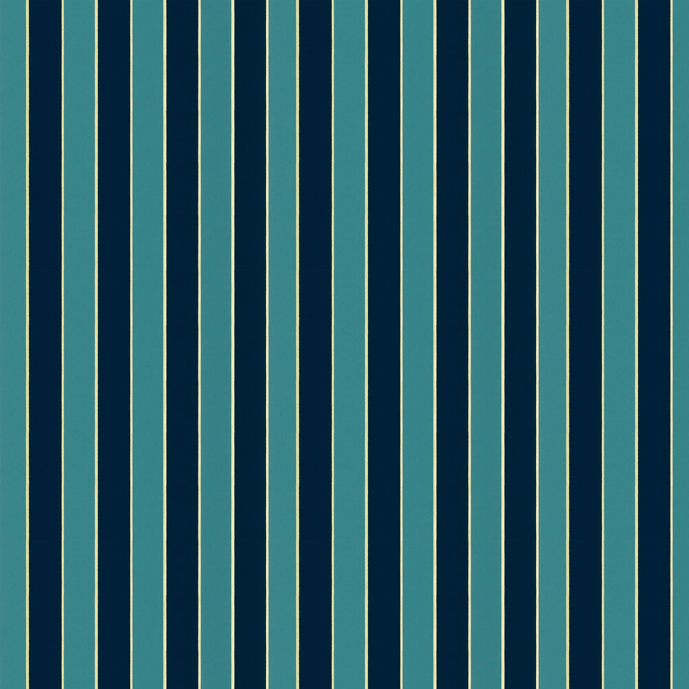 Regency Stripe Flock Wallpaper - Peacock - by Osborne & Little