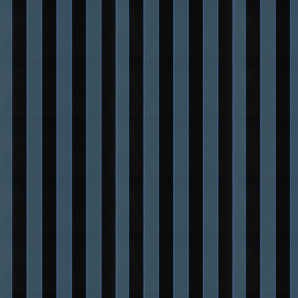 Regency Stripe Flock Wallpaper - Indigo/ Cobalt - by Osborne & Little