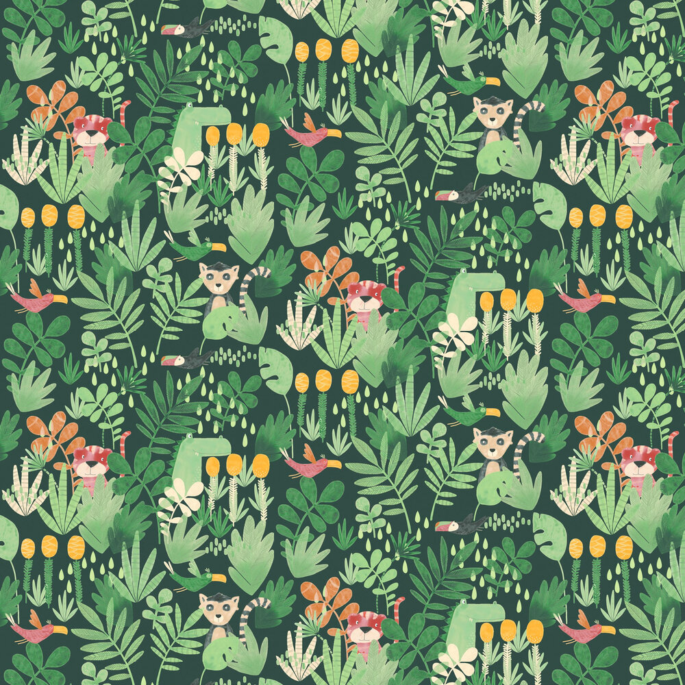 Wilderness Wallpaper - Teal - by Masureel