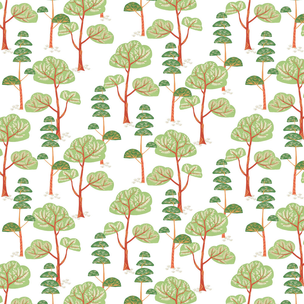 Trees Wallpaper - Teal - by Masureel