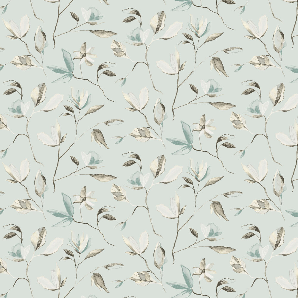 Blooming Wallpaper - Teal - by Masureel