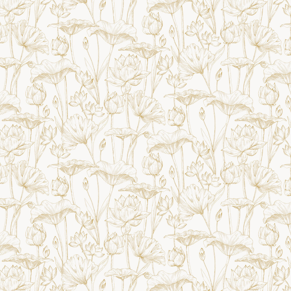 Lotus Wallpaper - Gold - by Masureel