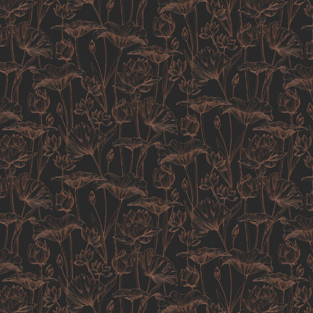 Lotus Wallpaper - Copper - by Masureel