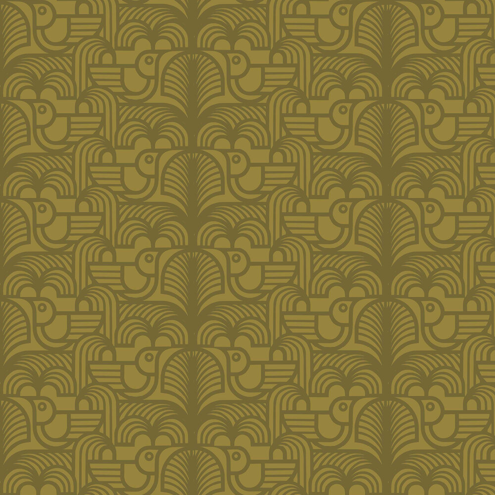 Hornsea Deco Bird Wallpaper - Olive Green - by Hornsea