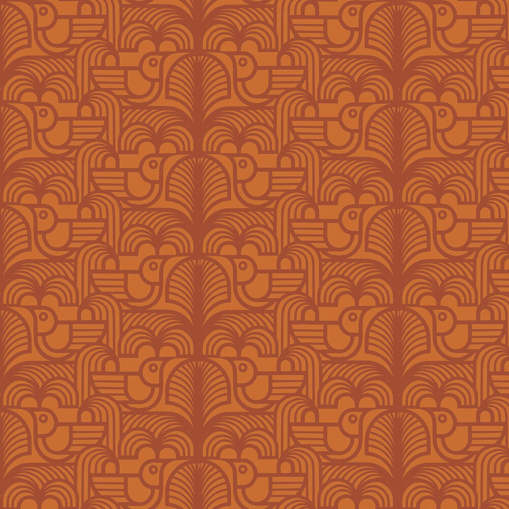 Hornsea Deco Bird Wallpaper - Terracotta - by Hornsea
