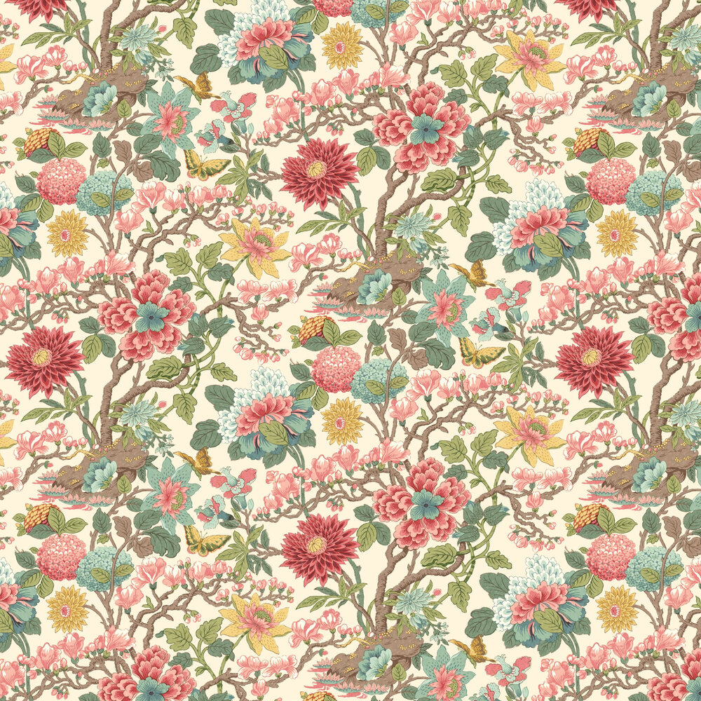 Little Magnolia Wallpaper - Rose Madder - by G P & J Baker