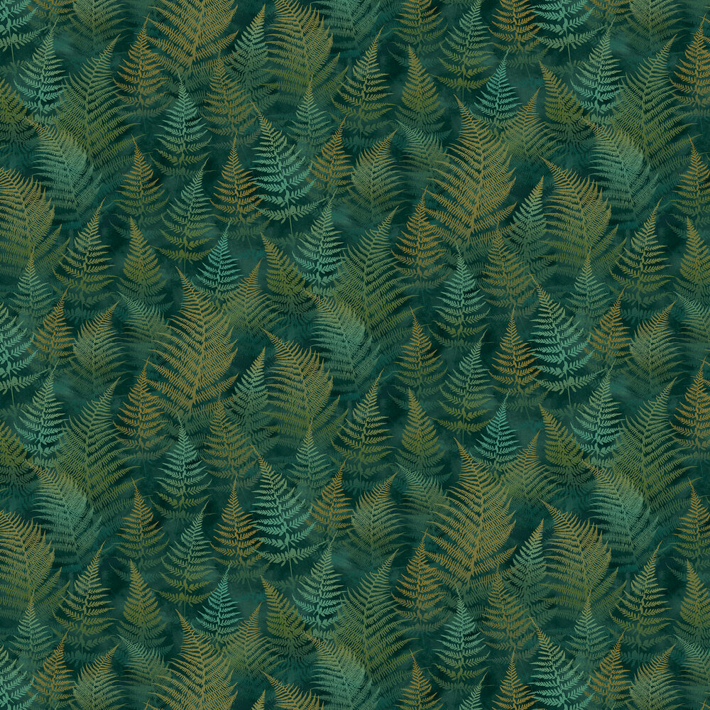 Woodland Fern Wallpaper - Emerald - by Clarissa Hulse