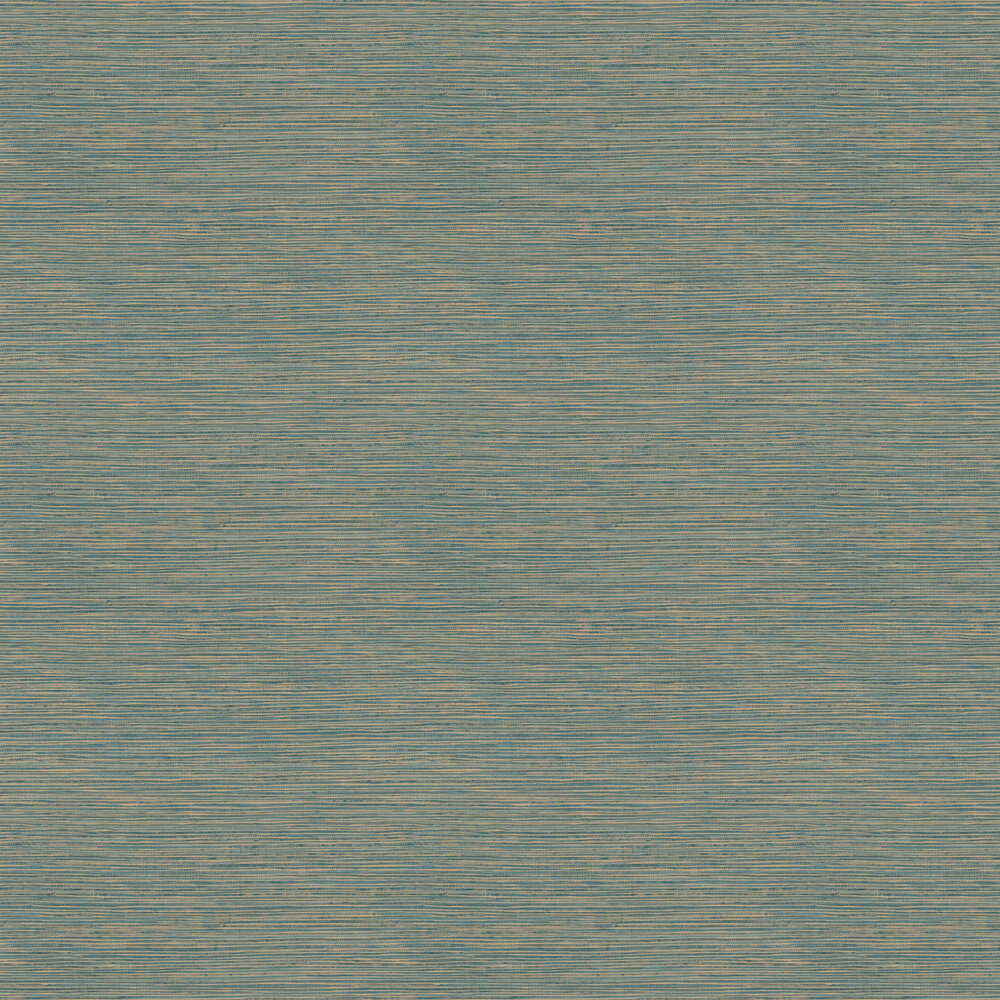 Grasscloth Wallpaper - Teal / Gold - by Albany