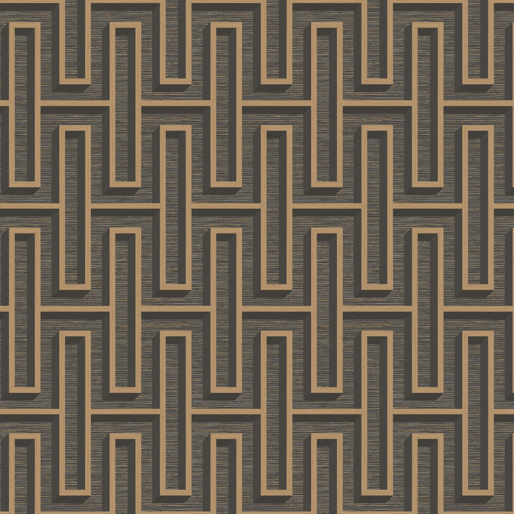 Grasscloth Maze Wallpaper - Charcoal - by Albany
