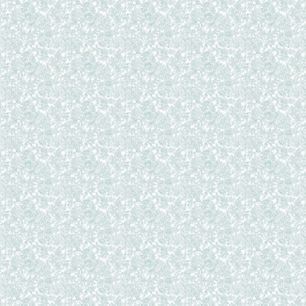 Louise Wallpaper - Duck Egg Blue - by Laura Ashley