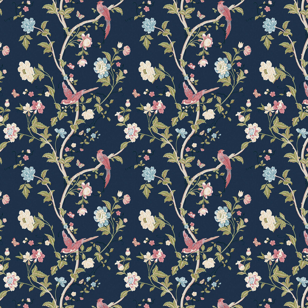 Summer Palace Wallpaper - Midnight Blue - by Laura Ashley