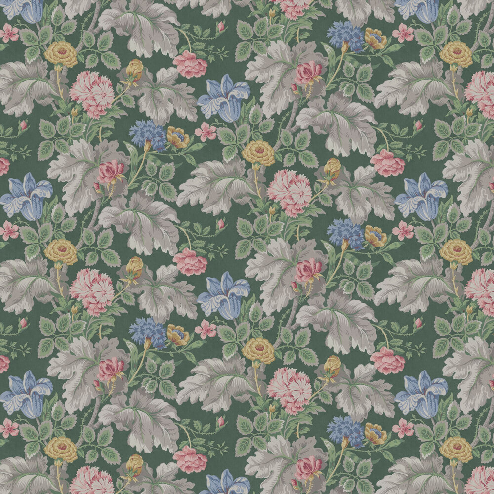 Carnation Garden Wallpaper - Green - by Boråstapeter