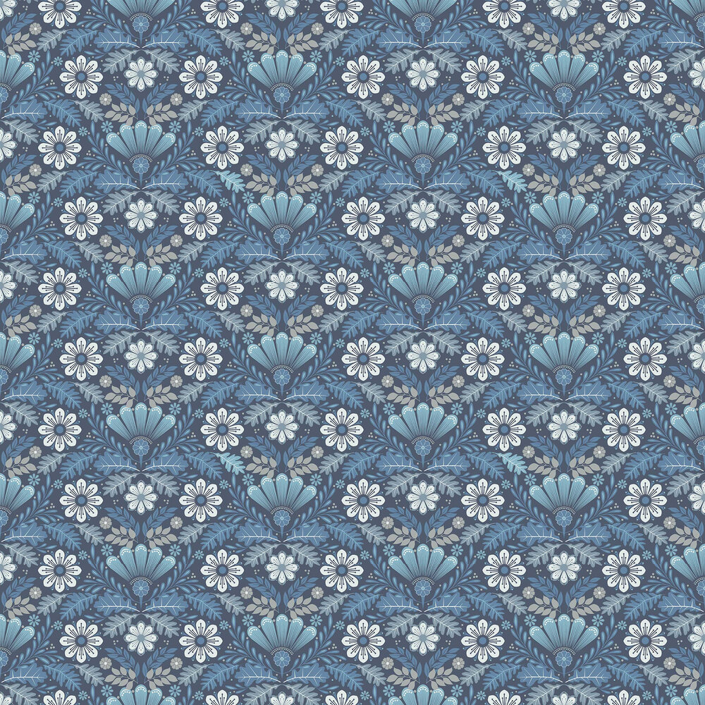 Klockrike Wallpaper - Blue - by Galerie