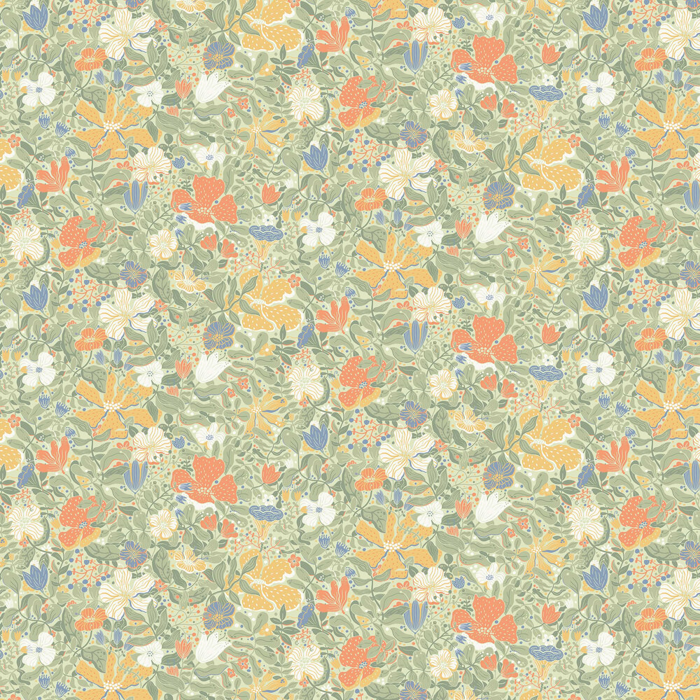 Midsommar Wallpaper - Green - by Galerie