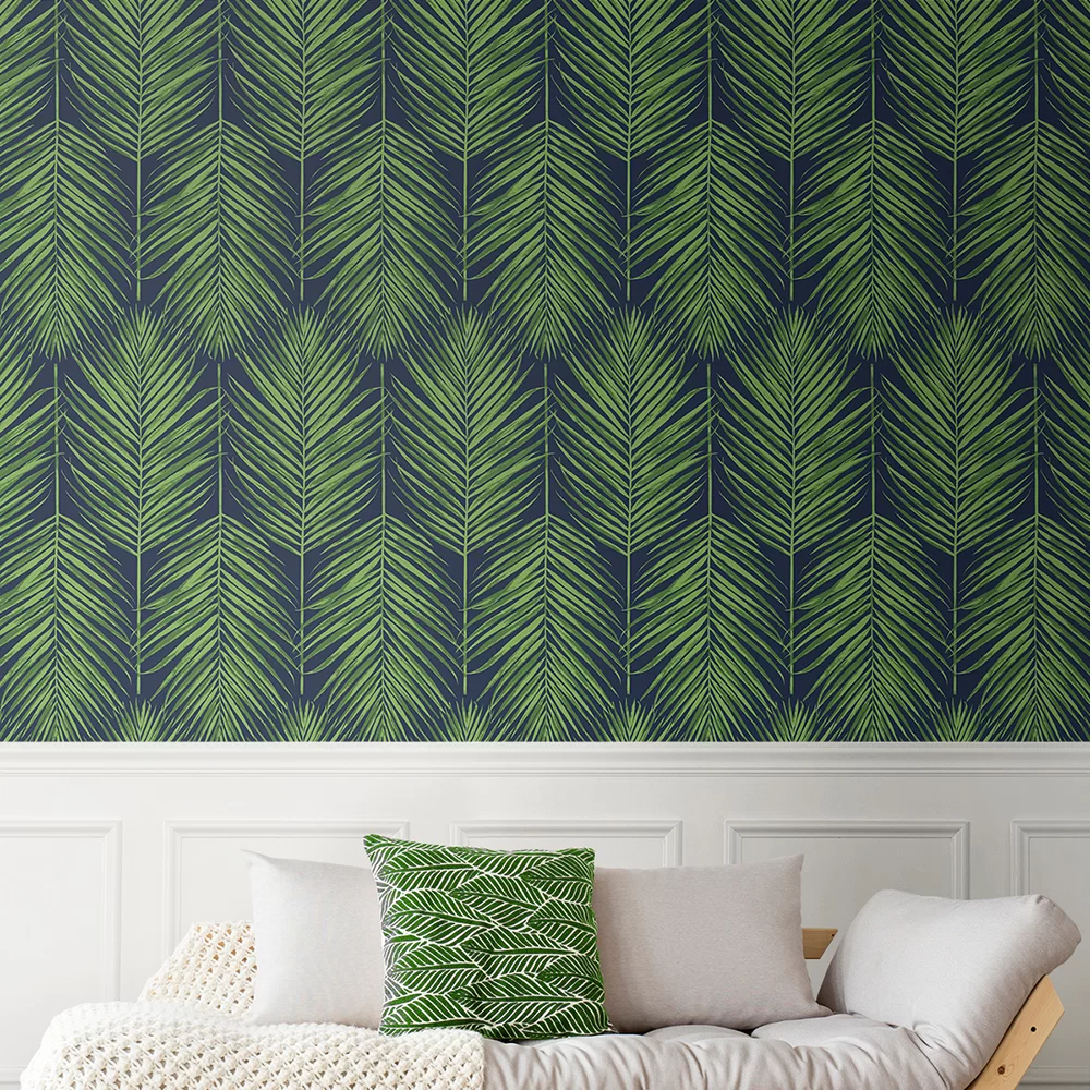 Marina Palm by Etten - Navy - Wallpaper : Wallpaper Direct