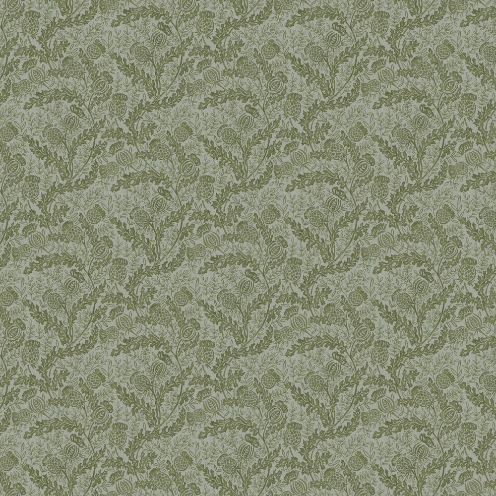 Mulberry Thistle Wallpaper - Green / Teal - by Mulberry Home