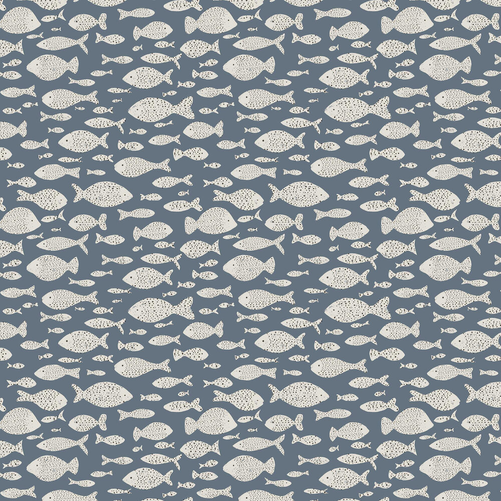 Fishes Wallpaper - Indigo Blue - by Eijffinger