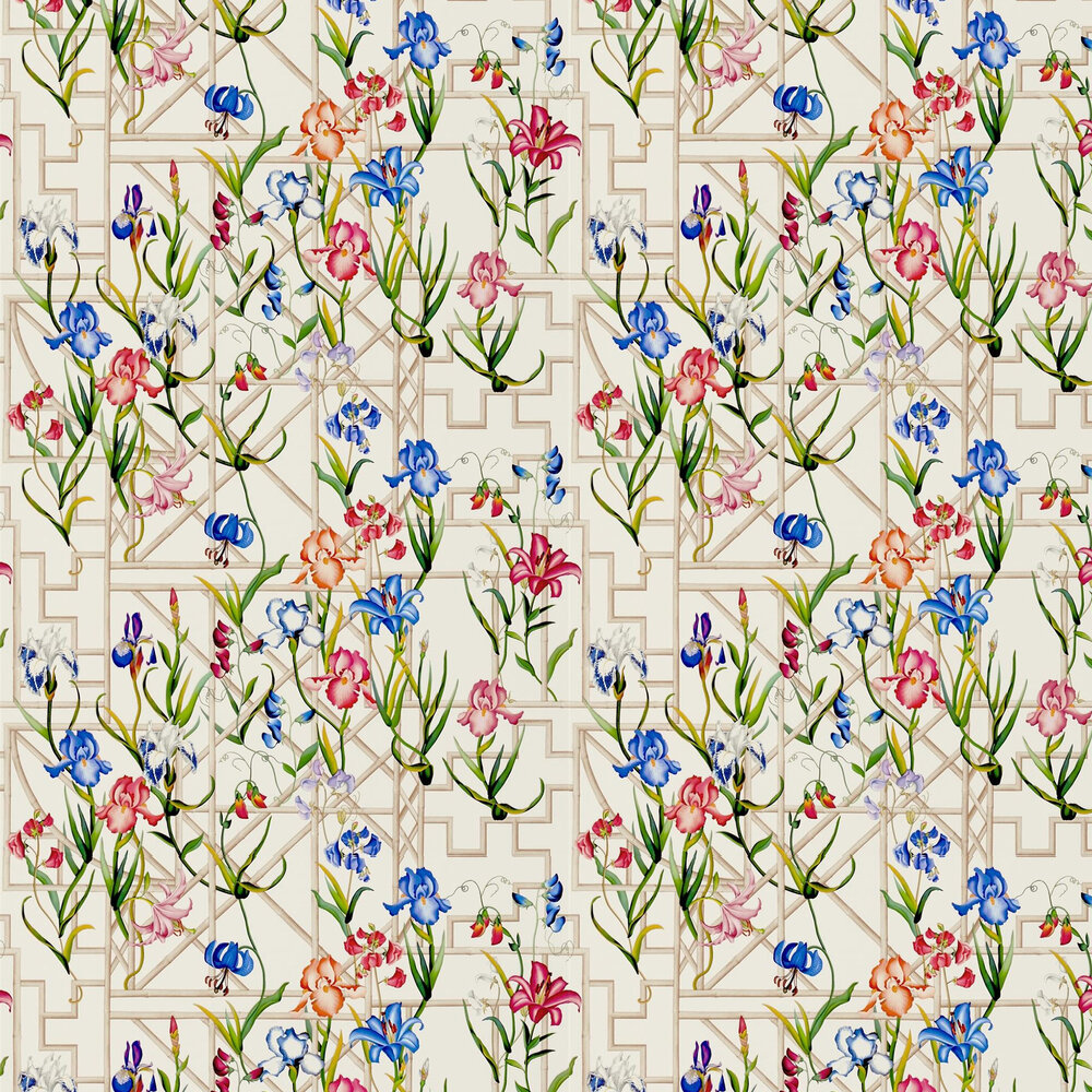Fretwork Garden Wallpaper - Azur - by Christian Lacroix