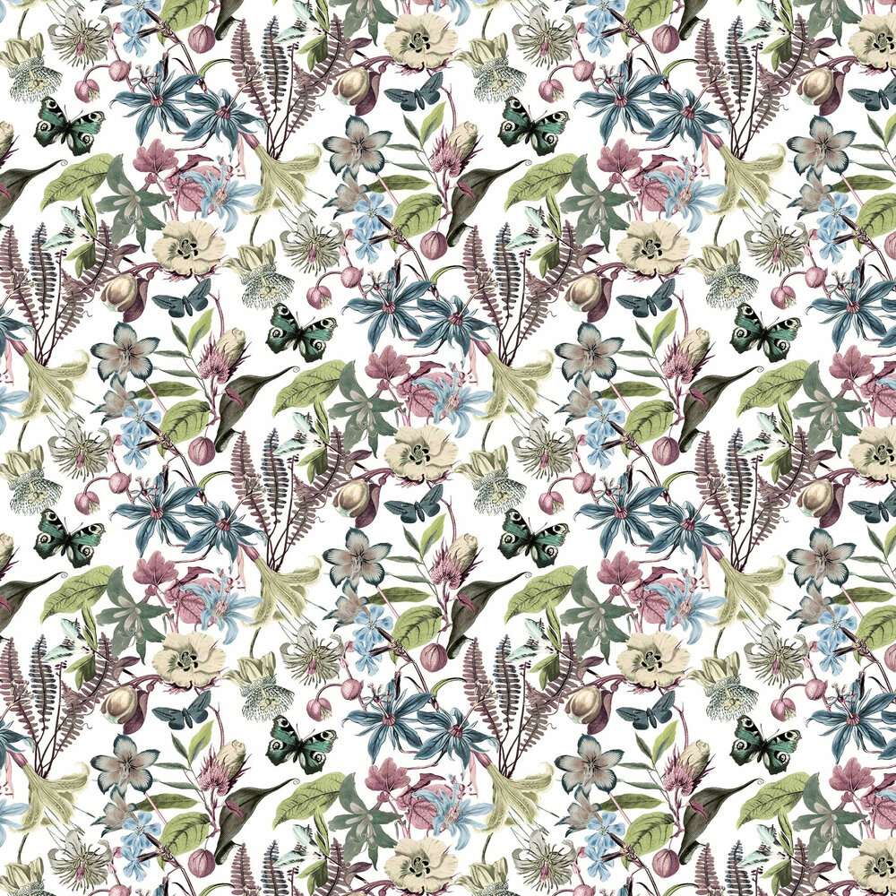 Butterfly House Wallpaper - White & Fuchsia - by York