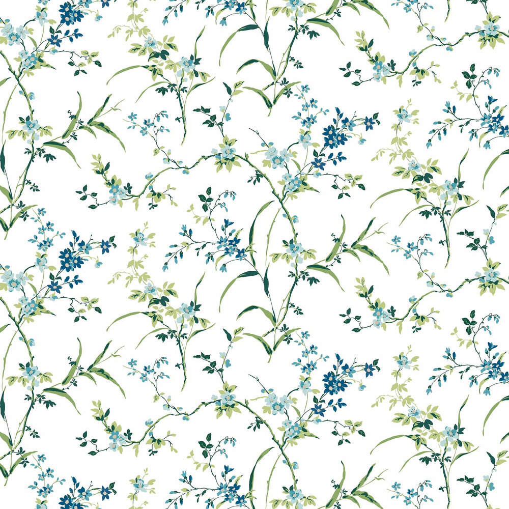 Blossom Branches Wallpaper - White & Blue - by York
