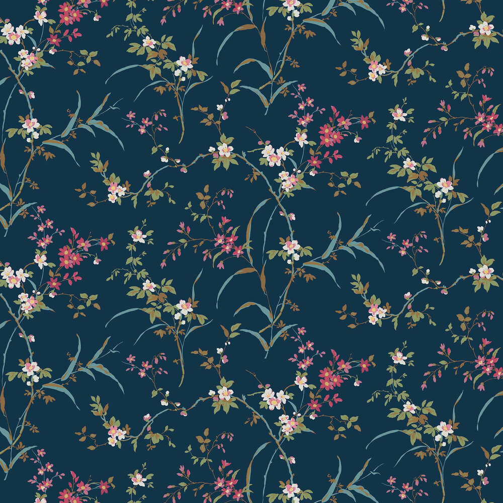 Blossom Branches by York - Navy - Wallpaper : Wallpaper Direct