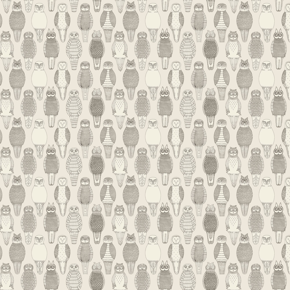 Owls of the British Isles Wallpaper - Neutral - by Abigail Edwards