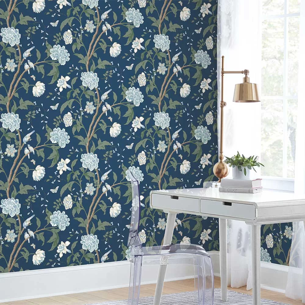 Teahouse Floral by York - Navy - Wallpaper : Wallpaper Direct