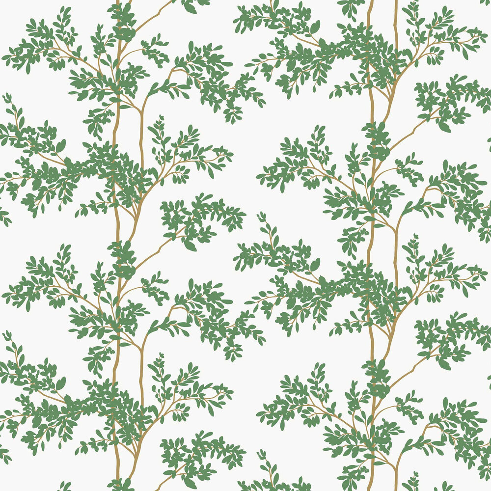 Lunaria Silhouette Wallpaper - White & Green - by York