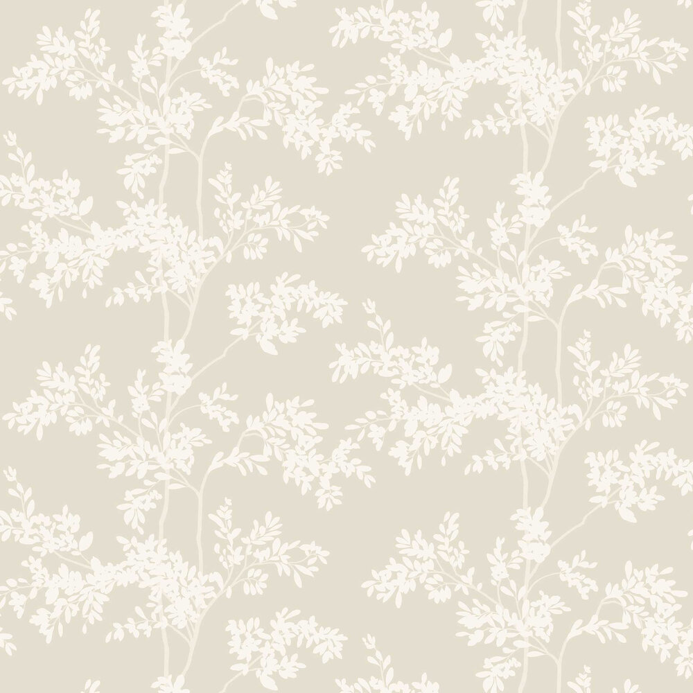 Lunaria Silhouette Wallpaper - White & Taupe - by York